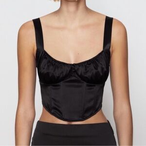 Zara black satin corset top